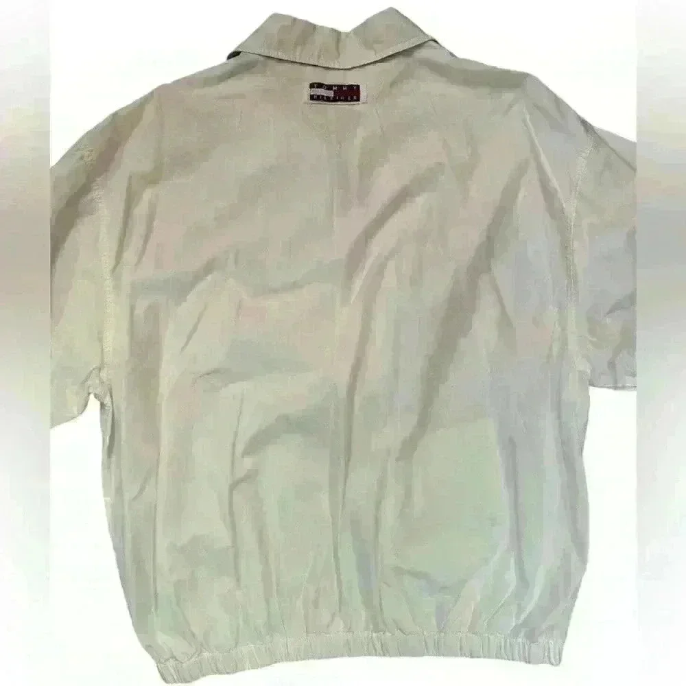 Vintage WHITE TOMMY HILFIGER lightweight cotton zip up JACKET XL Never worn! - Picture 2 of 4